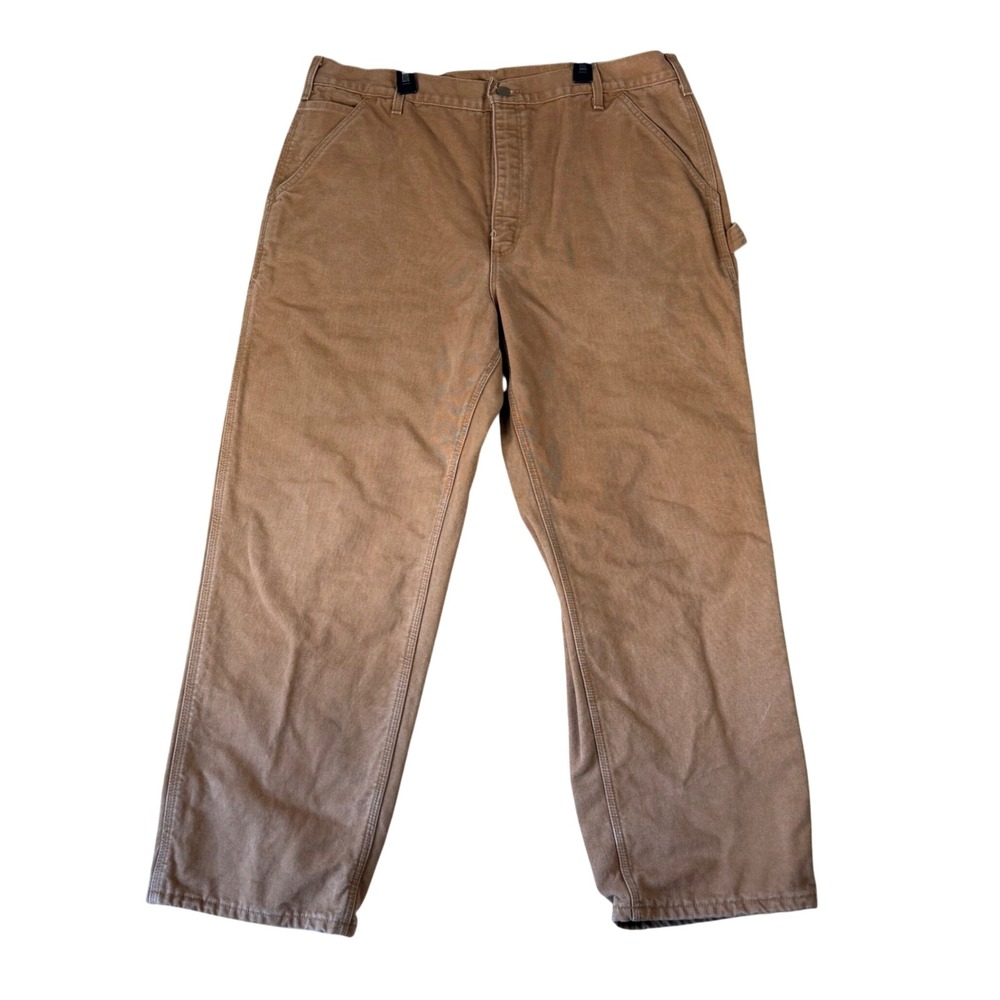 Carhartt B111BRN Flannel Lined Duck Carpenter Pants Brown Mens 38x30 Made in USA
